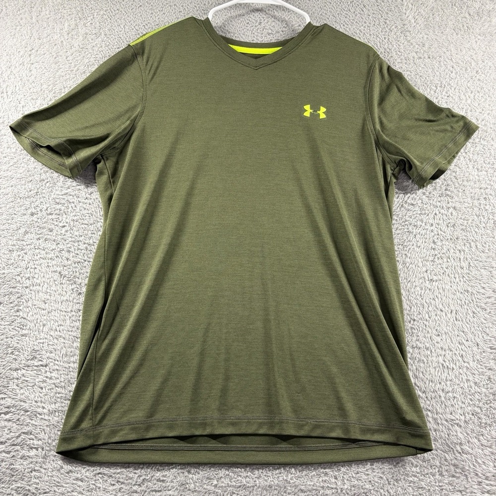 Under Armour Performance Shirt Mens Medium Green Loose Fit Heat Gear